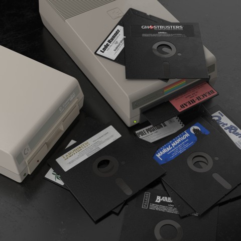 Napęd dyskietek model Commodore 1541 wraz z dyskietkami 5.25 cala